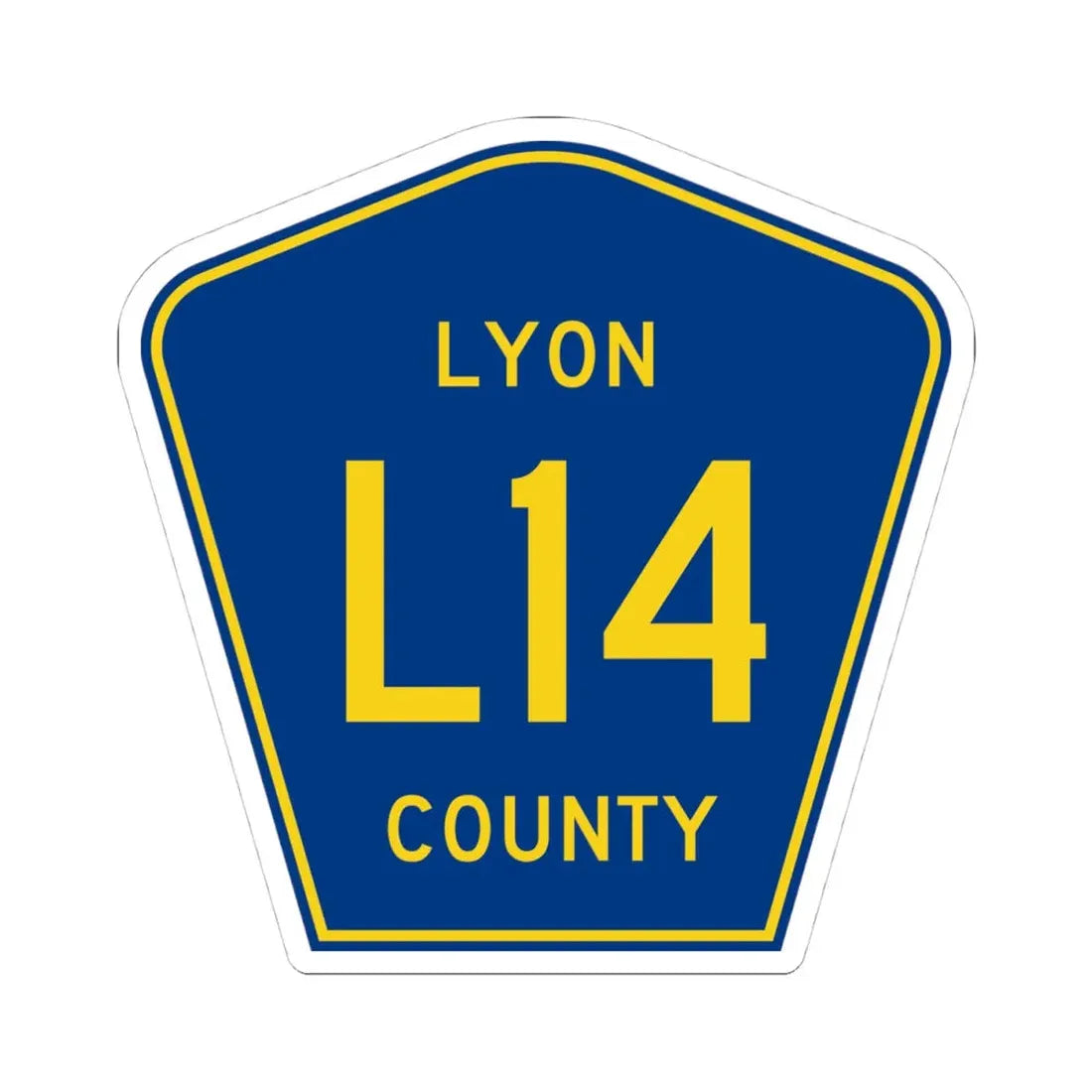 Lyon County Route L14 IA (Iowa) (Road Sign) STICKER Vinyl Kiss-Cut Decal 4 Inch White - The Sticker Space