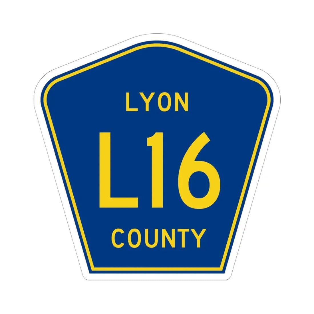 Lyon County Route L16 IA (Iowa) (Road Sign) STICKER Vinyl Kiss-Cut Decal 6 Inch White - The Sticker Space