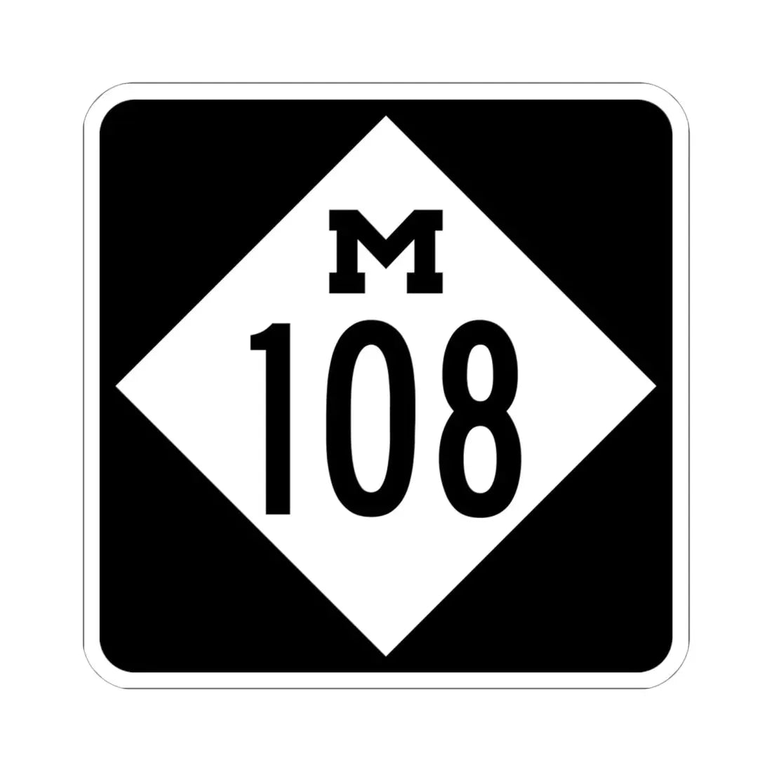 M-108 (Michigan) (Road Sign) STICKER Vinyl Kiss-Cut Decal 6 Inch White - The Sticker Space