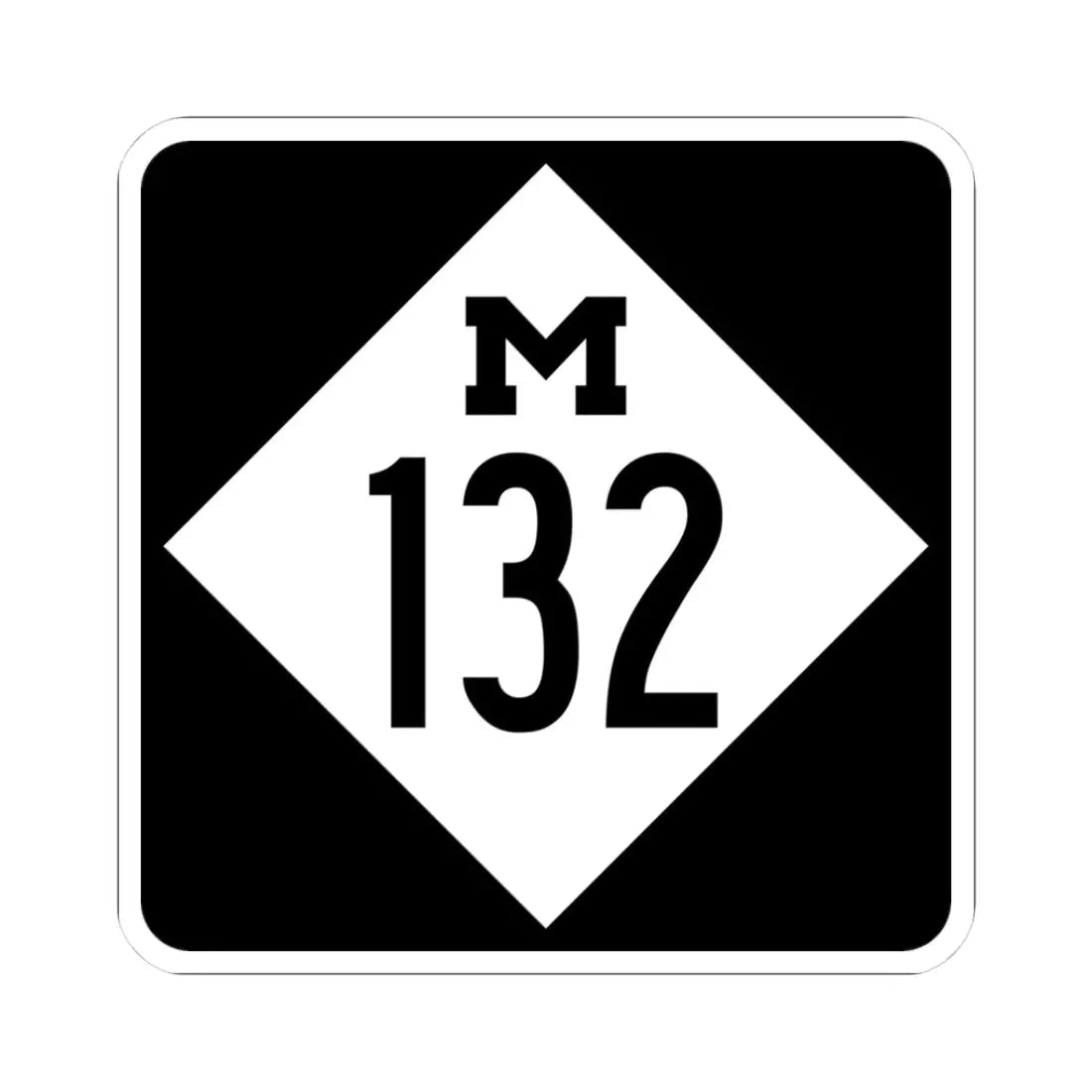 M-132 (Michigan) (Road Sign) STICKER Vinyl Kiss-Cut Decal 3 Inch White - The Sticker Space