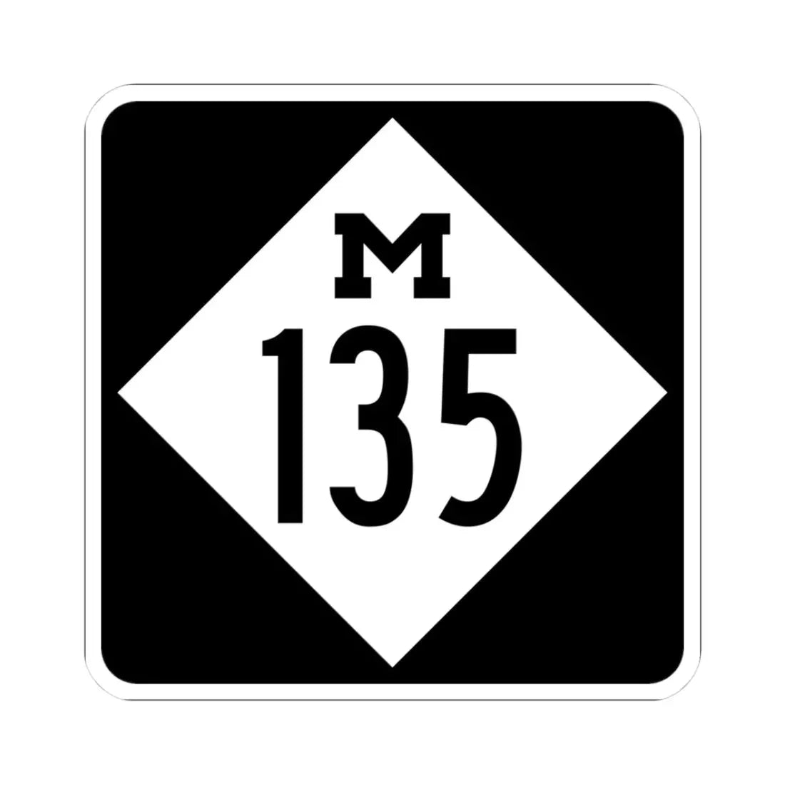 M-135 (Michigan) (Road Sign) STICKER Vinyl Kiss-Cut Decal 3 Inch White - The Sticker Space