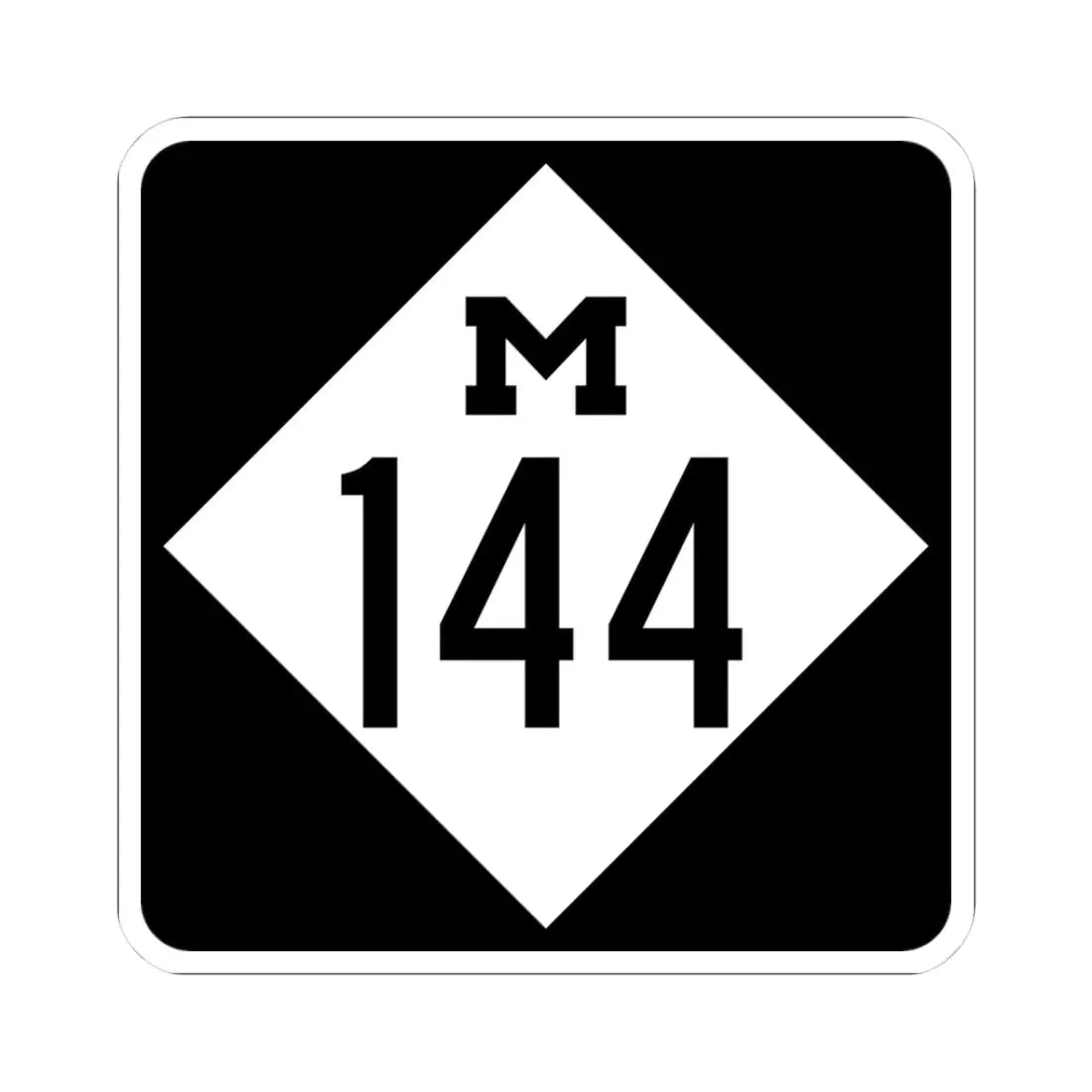 M-144 (Michigan) (Road Sign) STICKER Vinyl Kiss-Cut Decal 3 Inch White - The Sticker Space