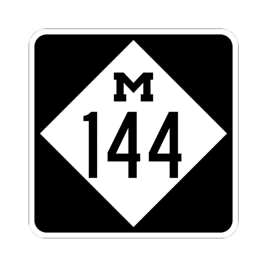 M-144 (Michigan) (Road Sign) STICKER Vinyl Kiss-Cut Decal 4 Inch White - The Sticker Space