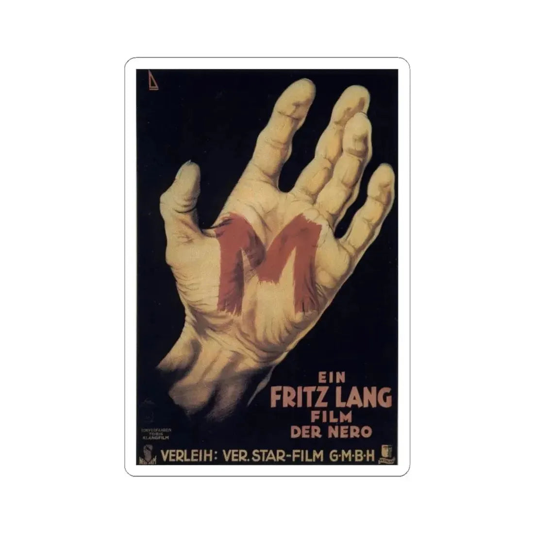 M 1931 Movie Poster - STICKER Vinyl Kiss-Cut Decal 4 Inch White - The Sticker Space