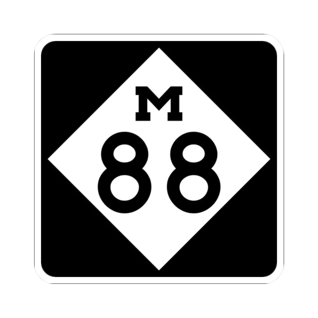 M-88 (Michigan) (Road Sign) STICKER Vinyl Kiss-Cut Decal 2 Inch White - The Sticker Space