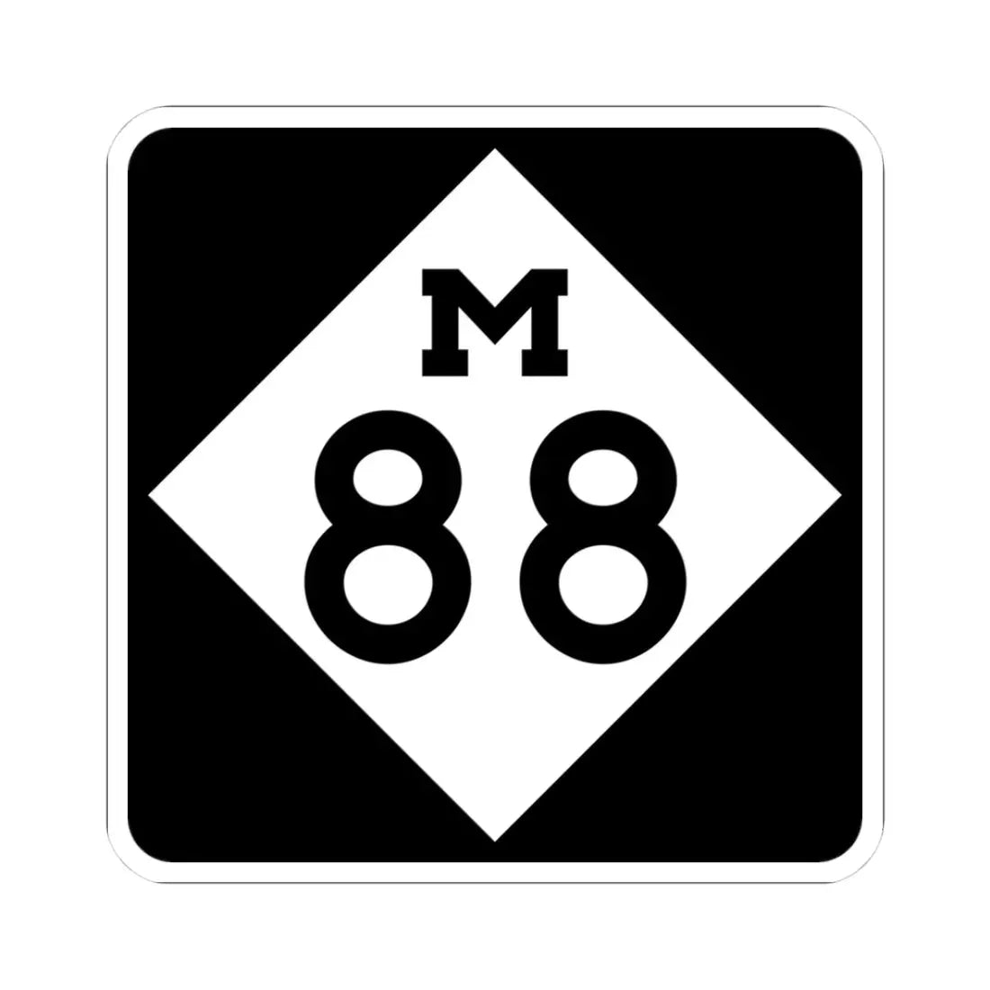 M-88 (Michigan) (Road Sign) STICKER Vinyl Kiss-Cut Decal 3 Inch White - The Sticker Space