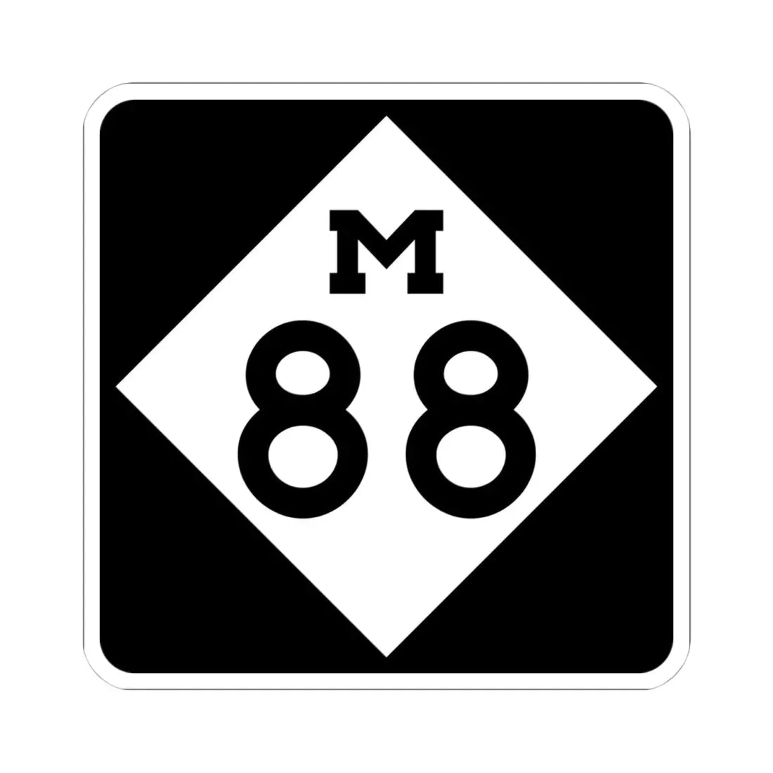 M-88 (Michigan) (Road Sign) STICKER Vinyl Kiss-Cut Decal 4 Inch White - The Sticker Space