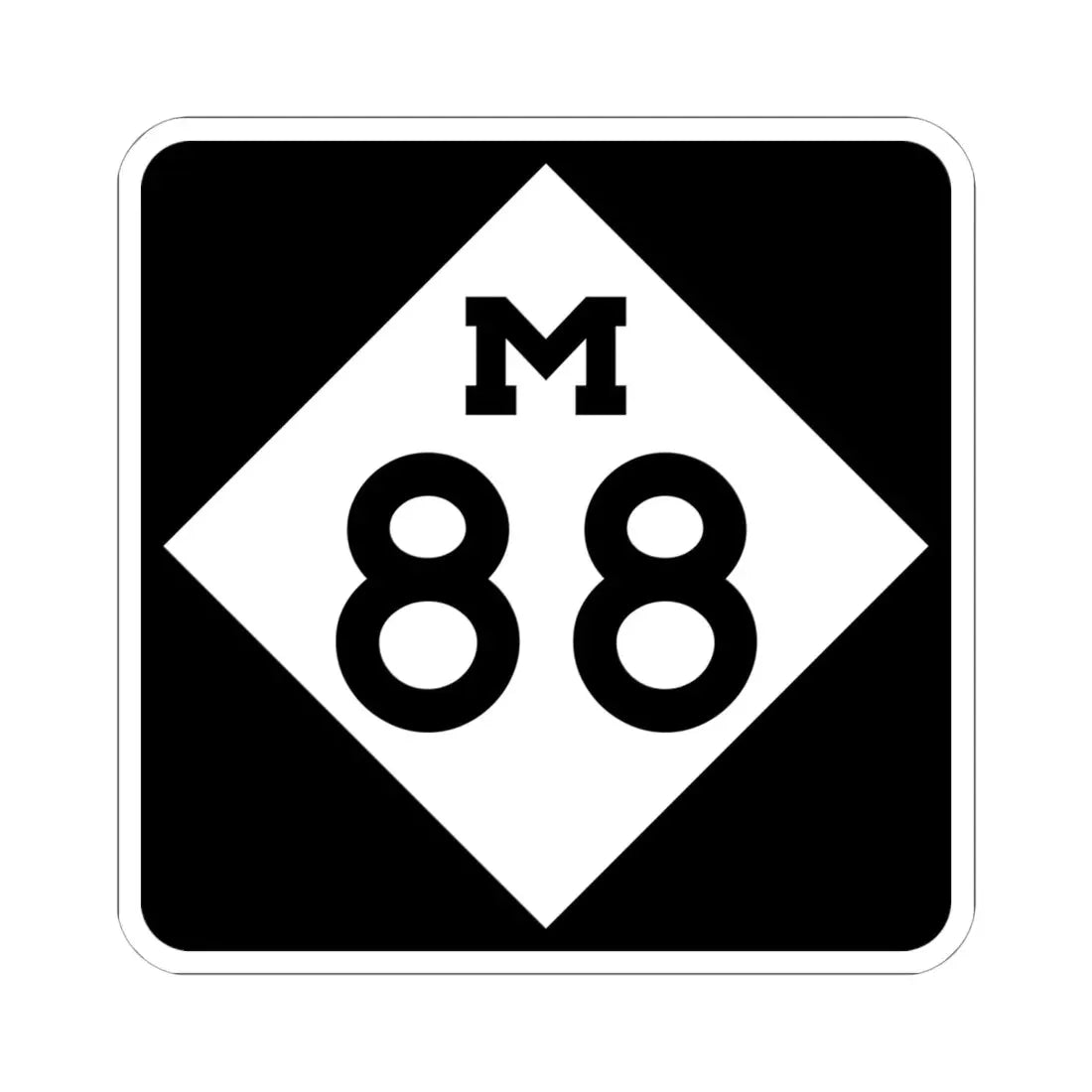 M-88 (Michigan) (Road Sign) STICKER Vinyl Kiss-Cut Decal 6 Inch White - The Sticker Space