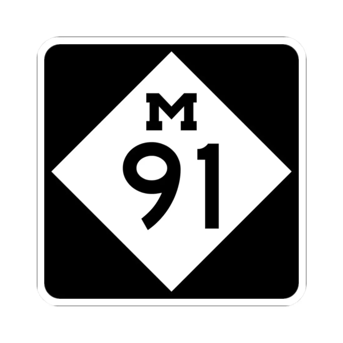 M-91 (Michigan) (Road Sign) STICKER Vinyl Kiss-Cut Decal 2 Inch White - The Sticker Space