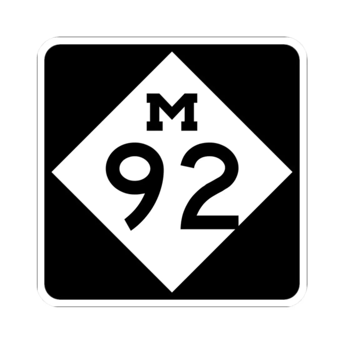 M-92 (Michigan) (Road Sign) STICKER Vinyl Kiss-Cut Decal 2 Inch White - The Sticker Space