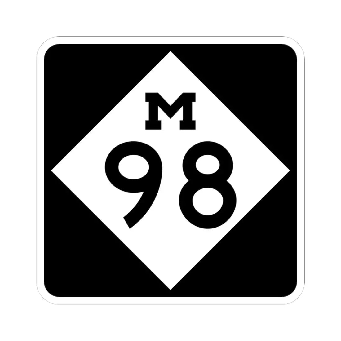 M-98 (Michigan) (Road Sign) STICKER Vinyl Kiss-Cut Decal 3 Inch White - The Sticker Space