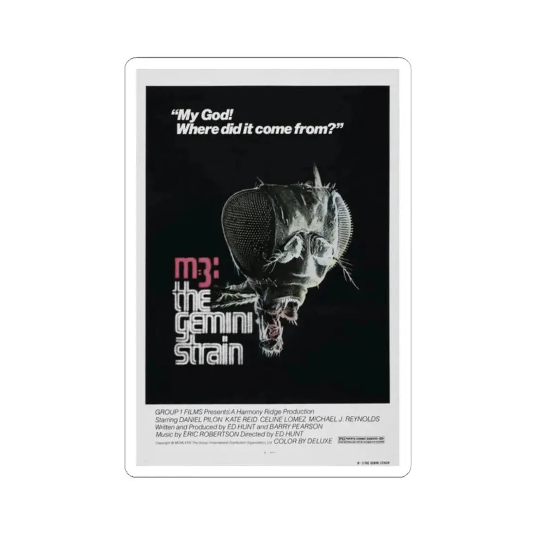 M3 THE GEMINI STRAIN 1979 Movie Poster - STICKER Vinyl Kiss-Cut Decal 2 Inch White - The Sticker Space