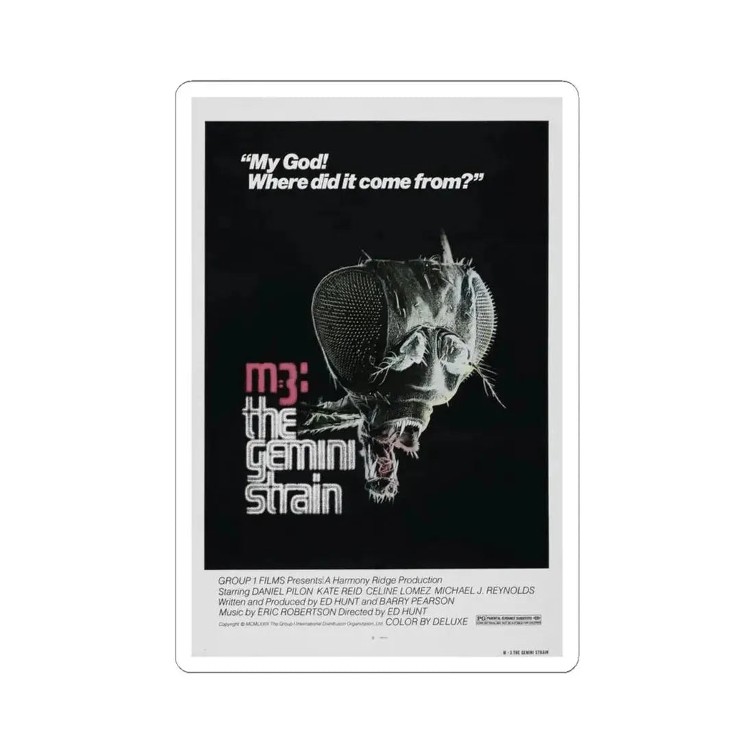 M3 THE GEMINI STRAIN 1979 Movie Poster - STICKER Vinyl Kiss-Cut Decal 4 Inch White - The Sticker Space
