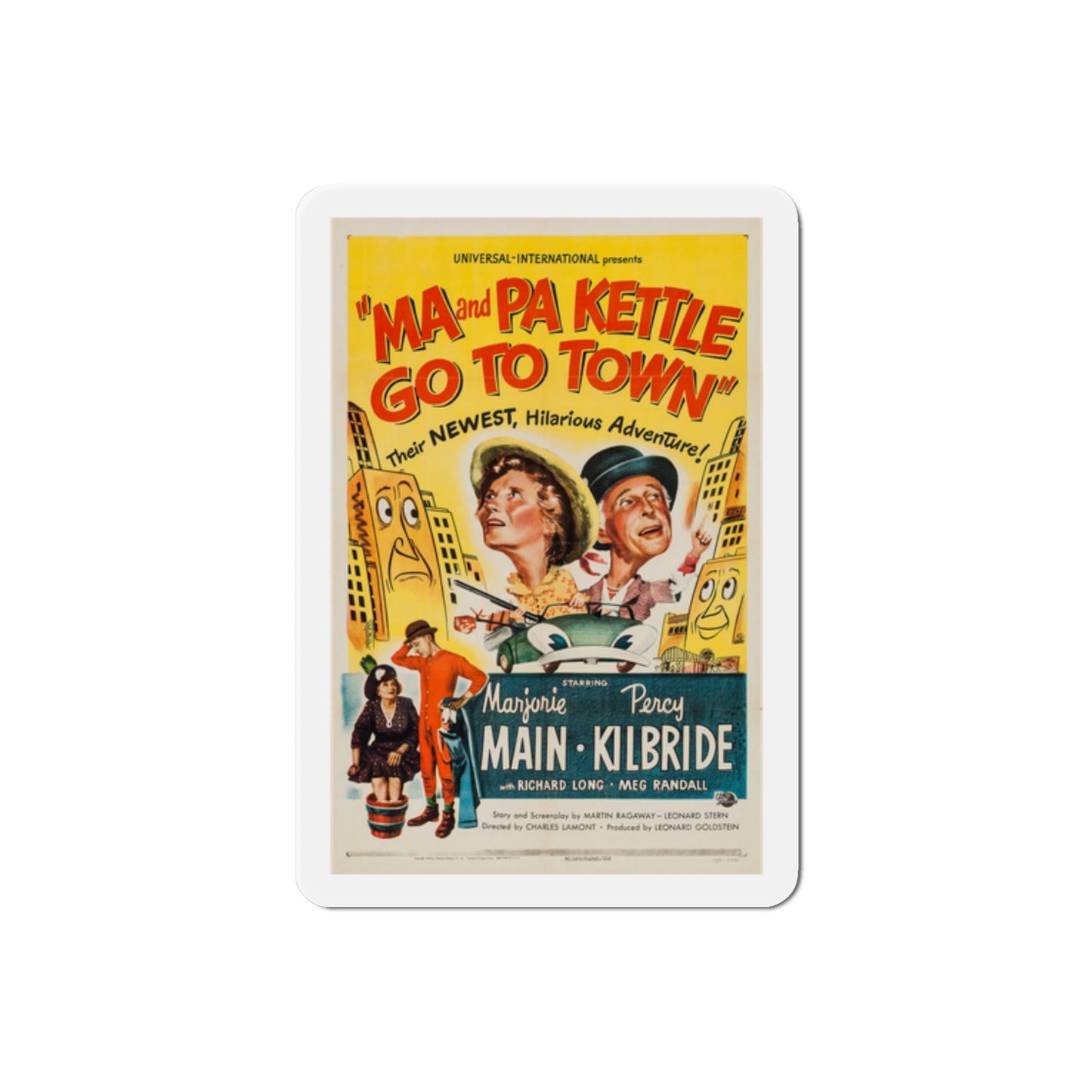 Ma and Pa Kettle Go to Town 1950 Movie Poster Die-Cut Magnet-2 Inch-The Sticker Space