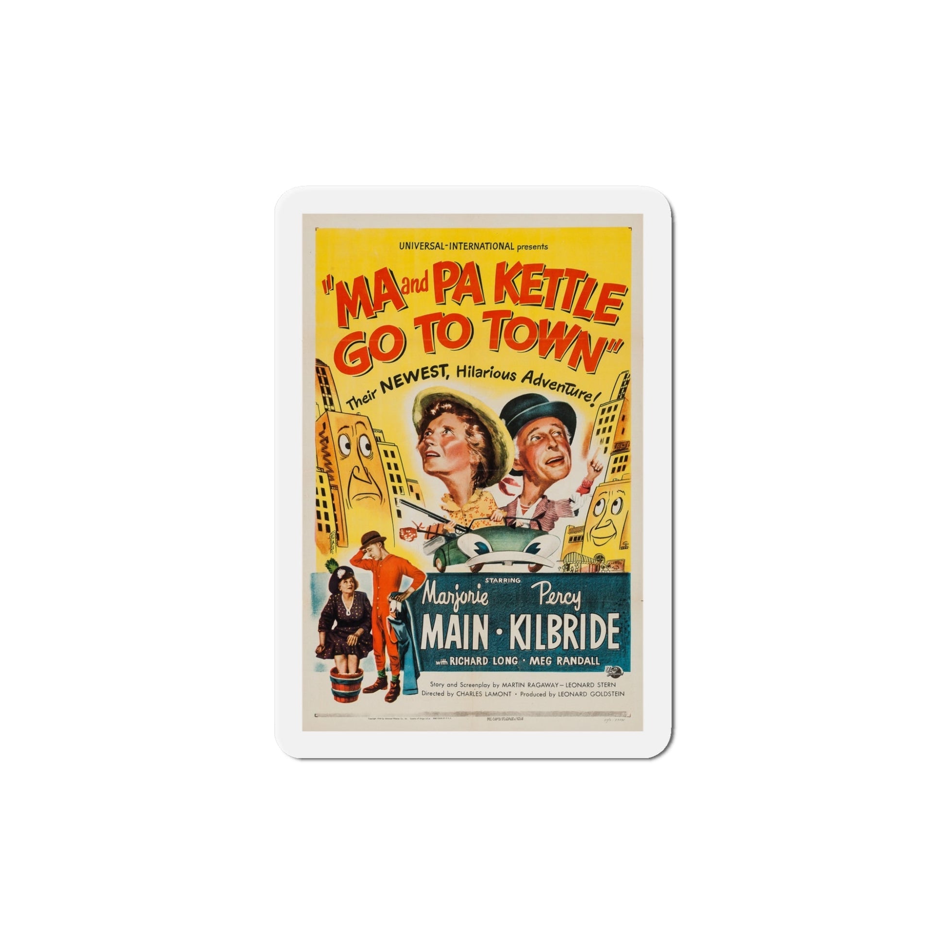 Ma and Pa Kettle Go to Town 1950 Movie Poster Die-Cut Magnet-5 Inch-The Sticker Space