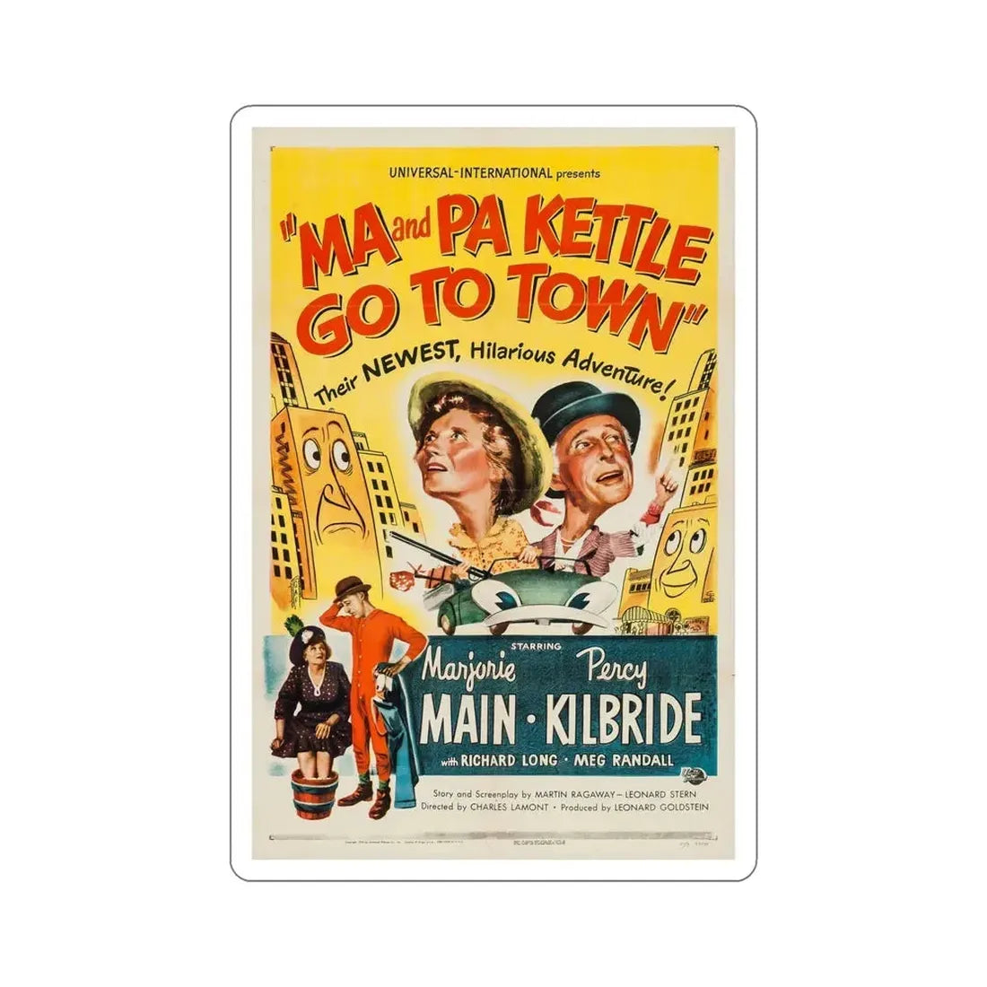 Ma and Pa Kettle Go to Town 1950 Movie Poster STICKER Vinyl Die-Cut Decal 6 Inch - The Sticker Space