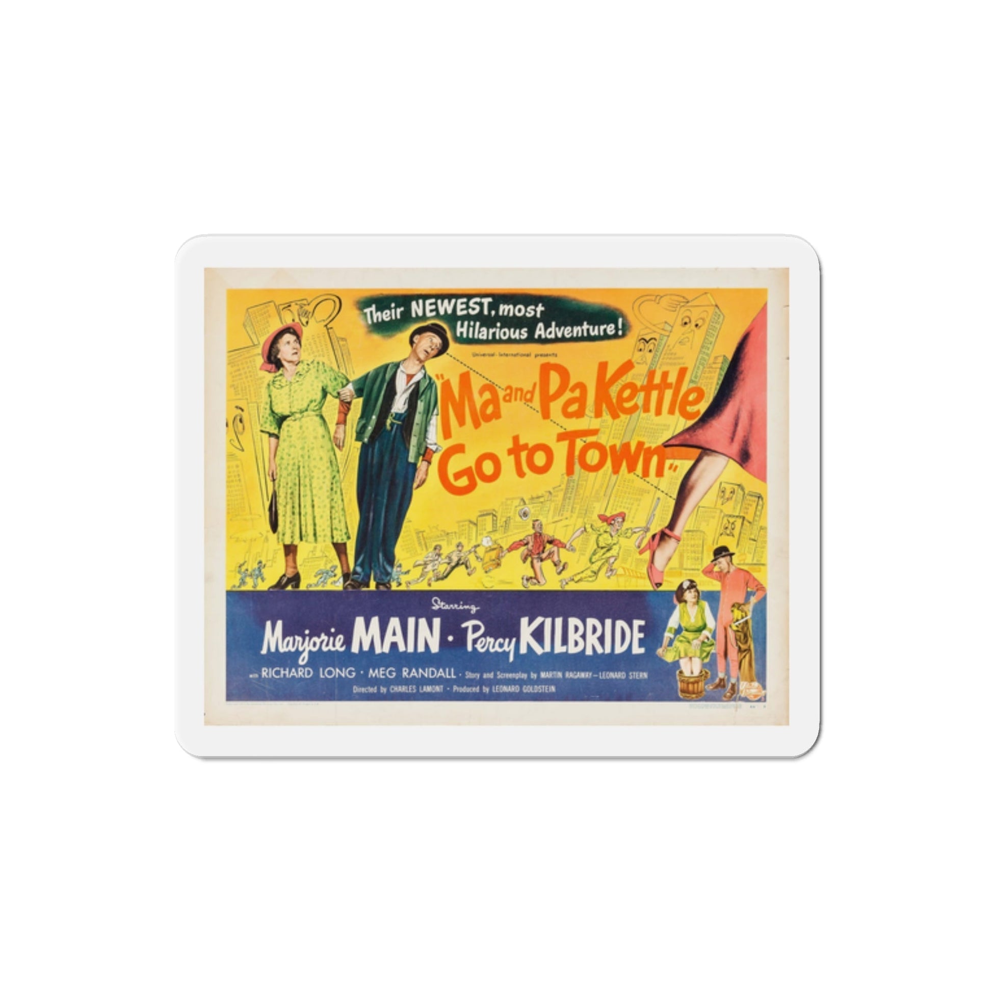 Ma and Pa Kettle Go to Town 1950 v2 Movie Poster Die-Cut Magnet-2 Inch-The Sticker Space