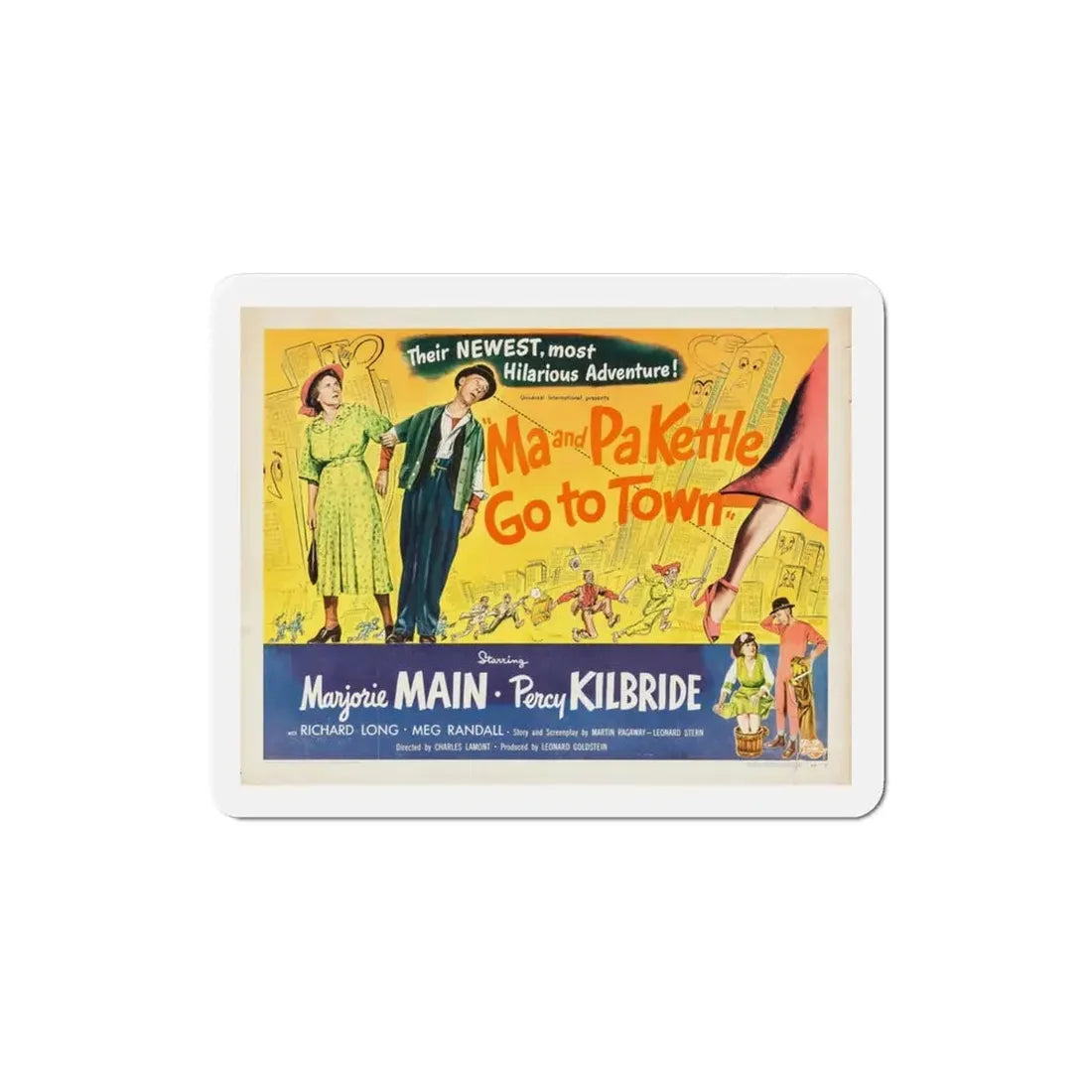 Ma and Pa Kettle Go to Town 1950 v2 Movie Poster Refrigerator Magnet 3 Inch - The Sticker Space
