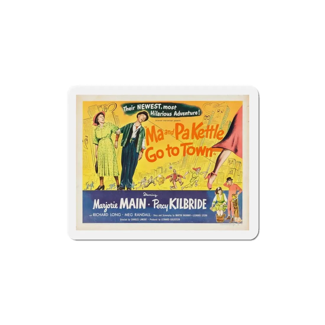 Ma and Pa Kettle Go to Town 1950 v2 Movie Poster Refrigerator Magnet - The Sticker Space