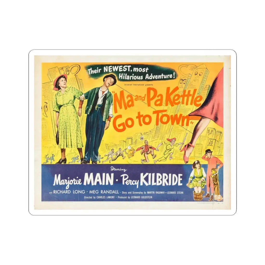 Ma and Pa Kettle Go to Town 1950 v2 Movie Poster - STICKER Vinyl Kiss-Cut Decal 3 Inch White - The Sticker Space