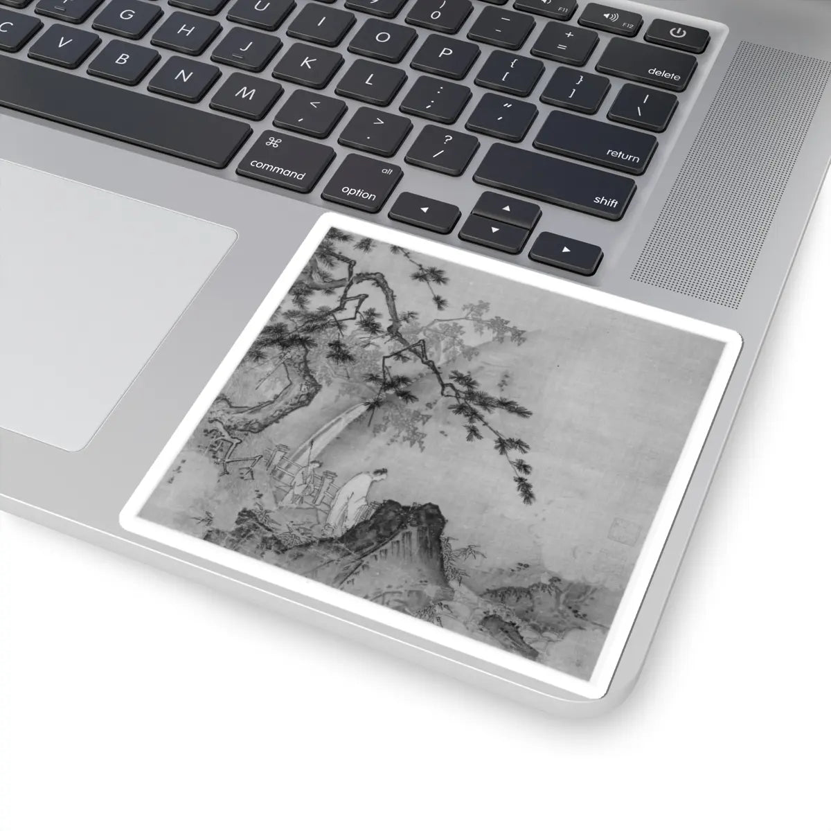 Ma Yuan - Scholar viewing a waterfall - early 13th century v2 - STICKER Vinyl Kiss-Cut Decal