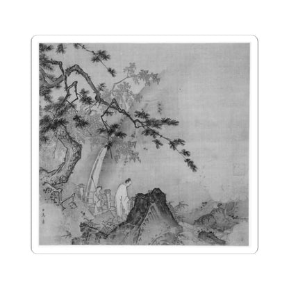 Ma Yuan - Scholar viewing a waterfall - early 13th century v2 - STICKER Vinyl Kiss-Cut Decal