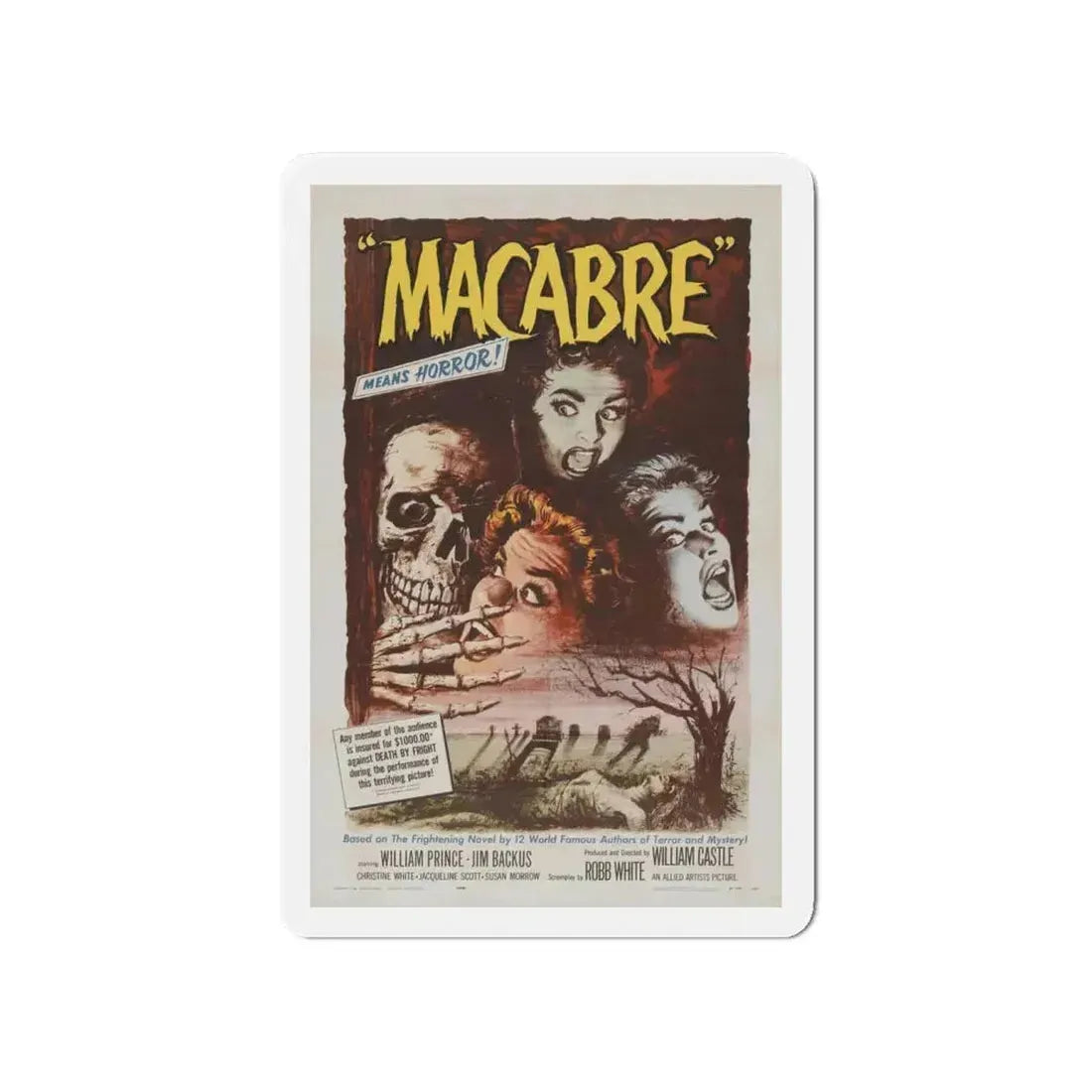 MACABRE 1958 Movie Poster - Refrigerator Magnet 4 Inch Die-Cut - The Sticker Space