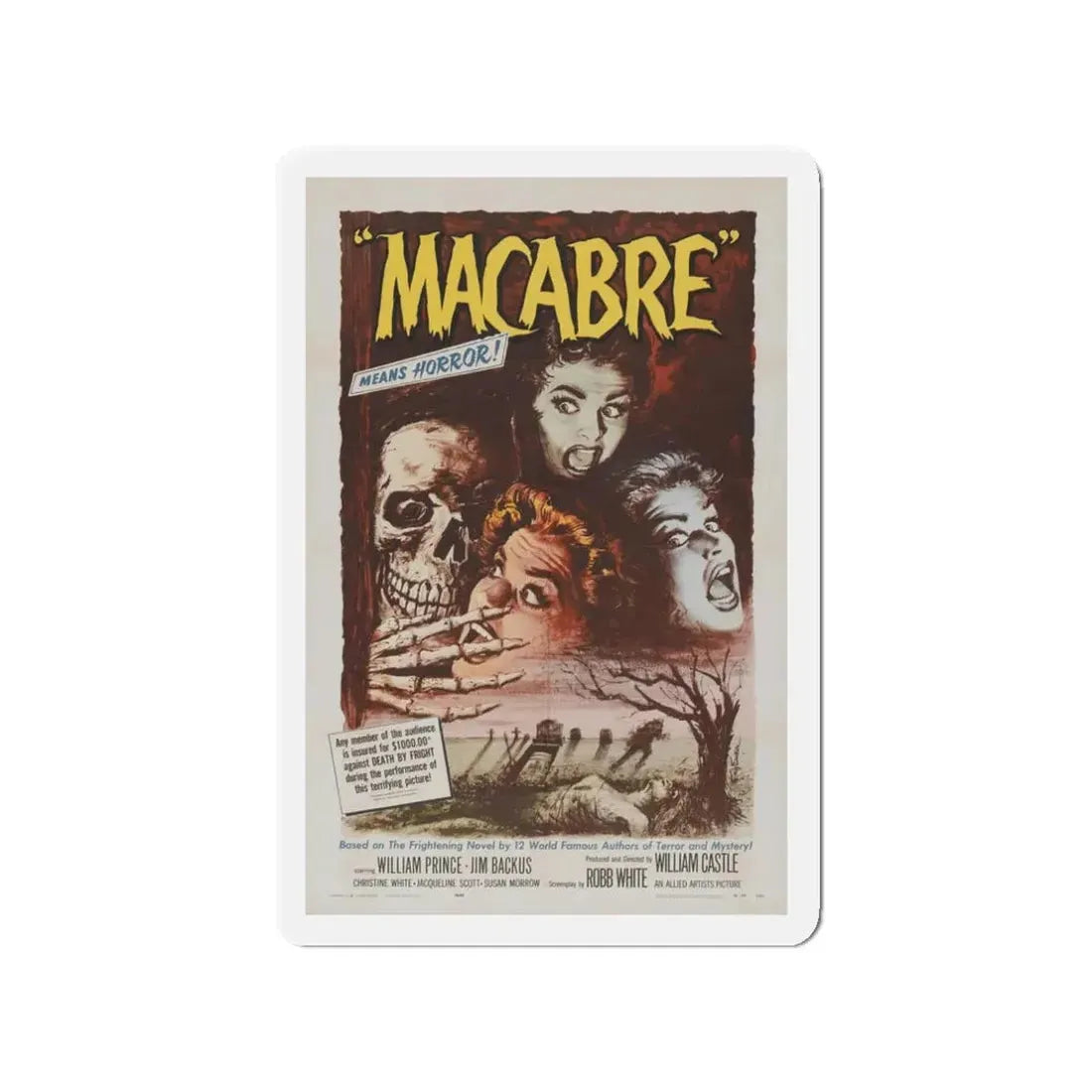MACABRE 1958 Movie Poster - Refrigerator Magnet - The Sticker Space
