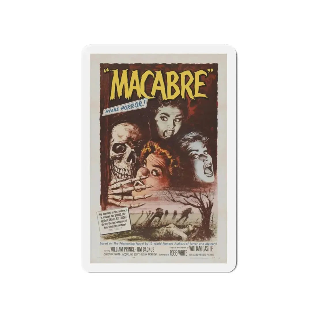 MACABRE 1958 Movie Poster - Refrigerator Magnet - The Sticker Space
