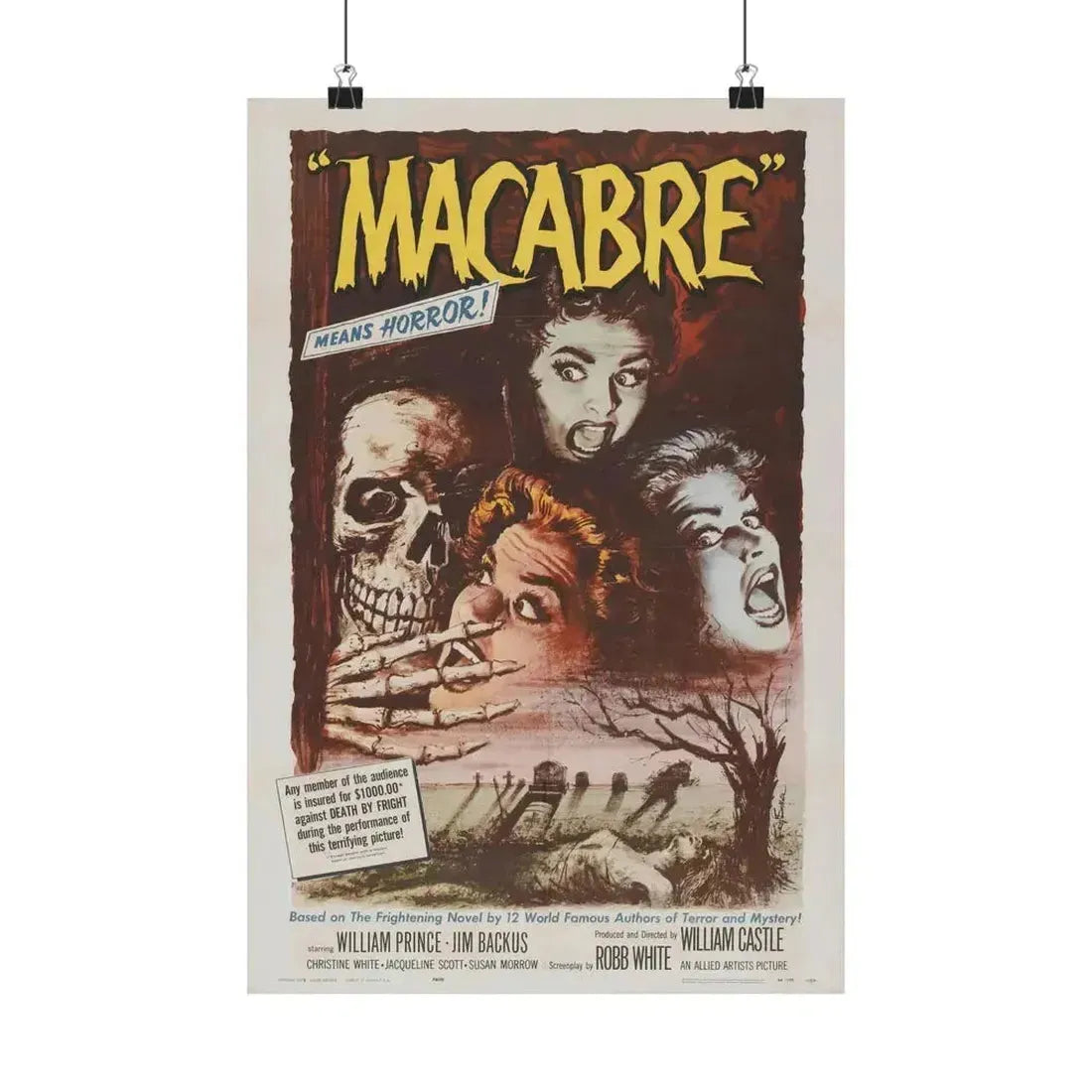 MACABRE 1958 - Paper Movie Poster 12″ x 18″ Matte - The Sticker Space