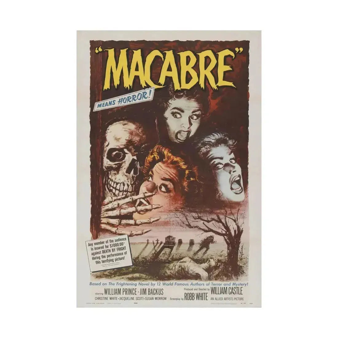 MACABRE 1958 - Paper Movie Poster - The Sticker Space