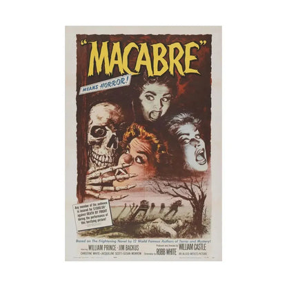 MACABRE 1958 - Paper Movie Poster - The Sticker Space