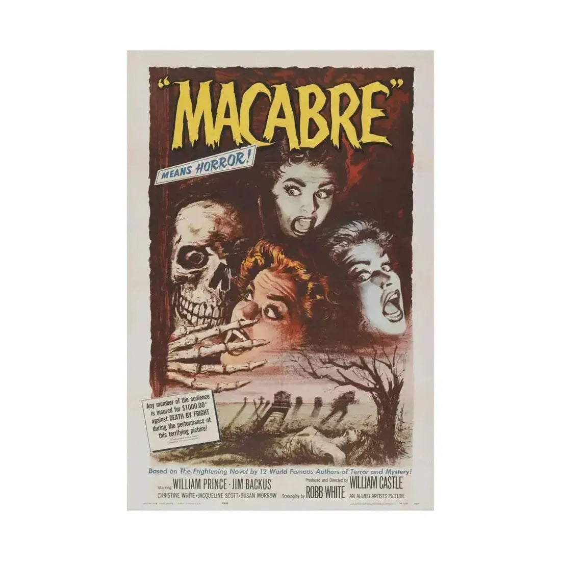 MACABRE 1958 - Paper Movie Poster - The Sticker Space