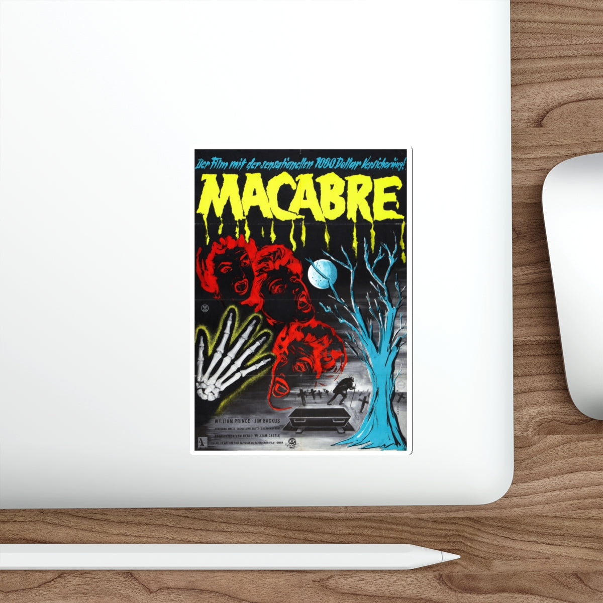 MACABRE (GERMAN) 1958 Movie Poster STICKER Vinyl Die-Cut Decal-The Sticker Space