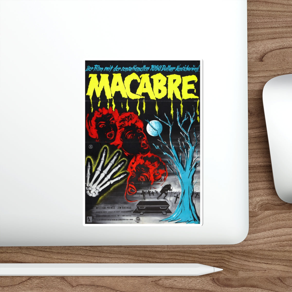 MACABRE (GERMAN) 1958 Movie Poster STICKER Vinyl Die-Cut Decal-The Sticker Space