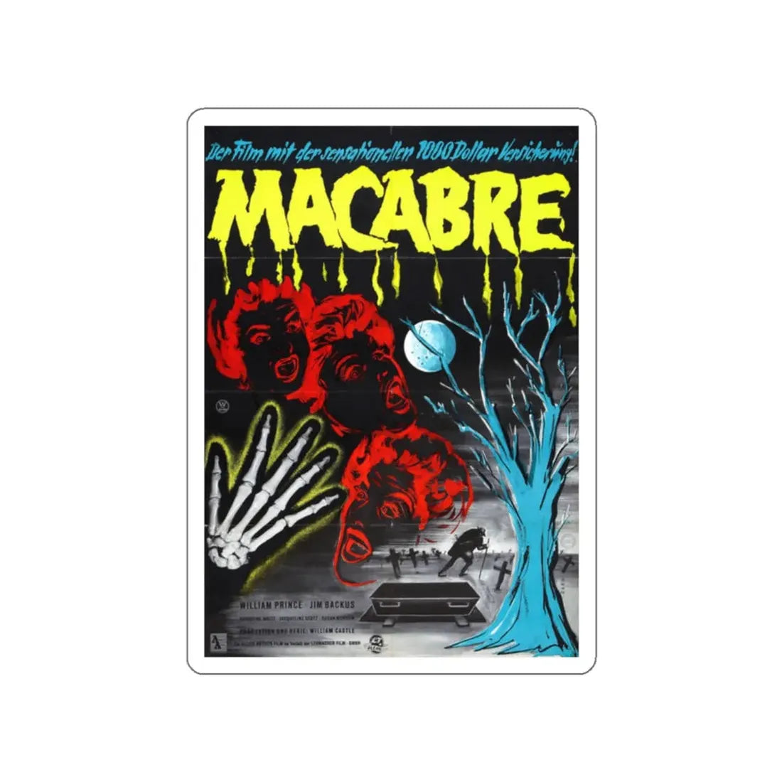 MACABRE (GERMAN) 1958 Movie Poster STICKER Vinyl Die-Cut Decal - The Sticker Space