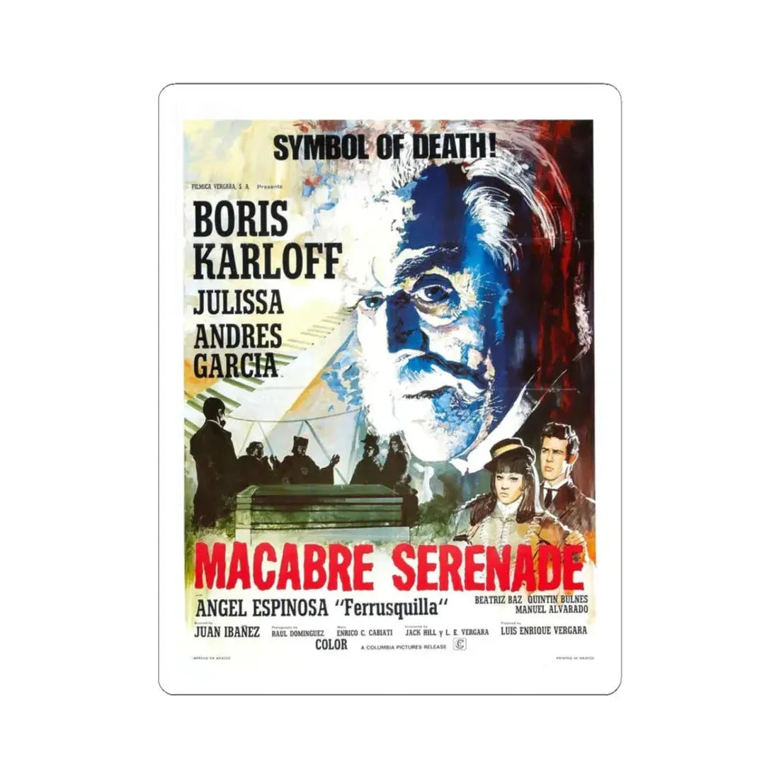 MACABRE SERENADE 1968 Movie Poster - STICKER Vinyl Kiss-Cut Decal 3 Inch White - The Sticker Space