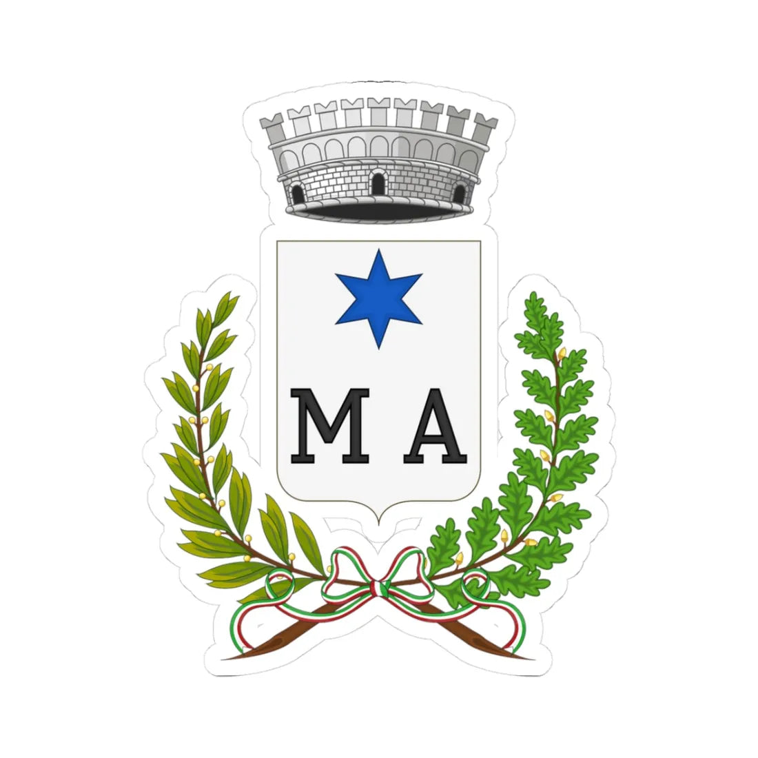 Macchia dIsernia-Stemma (Italy) (Coat of Arms) STICKER Vinyl Kiss-Cut Decal 3 Inch White - The Sticker Space