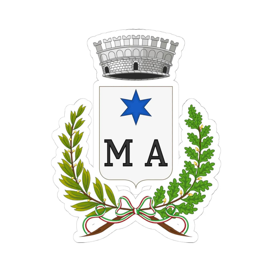 Macchia dIsernia-Stemma (Italy) (Coat of Arms) STICKER Vinyl Kiss-Cut Decal 4 Inch White - The Sticker Space