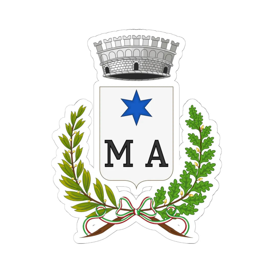 Macchia dIsernia-Stemma (Italy) (Coat of Arms) STICKER Vinyl Kiss-Cut Decal 6 Inch White - The Sticker Space