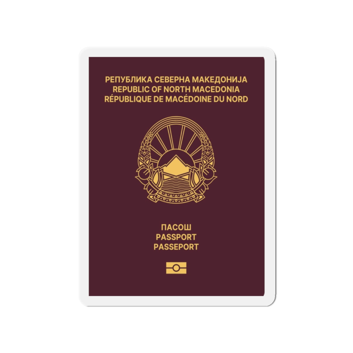 Macedonian Passport - Die-Cut Magnet-2" x 2"-The Sticker Space