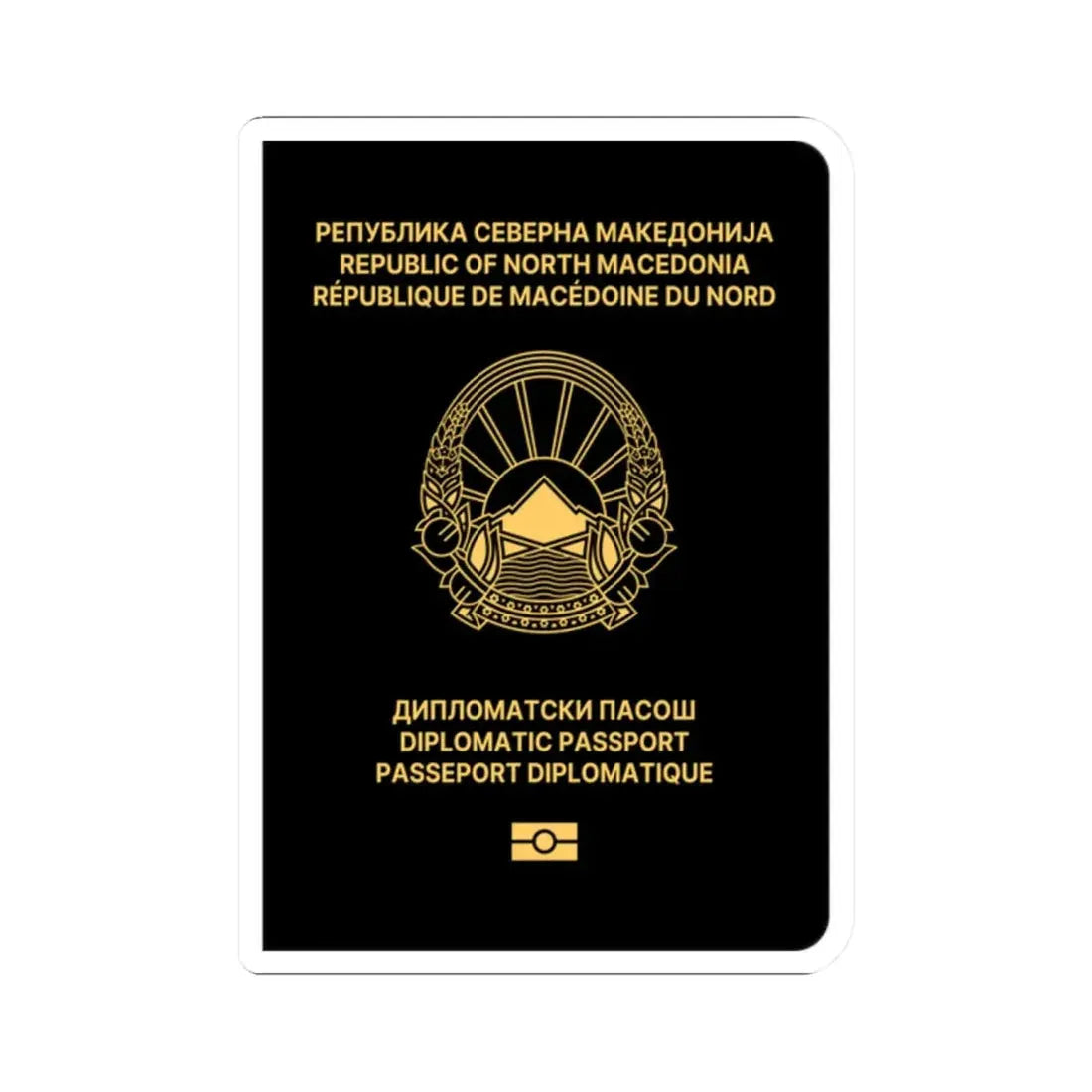 Macedonian Passport (Diplomatic) - STICKER Vinyl Kiss-Cut Decal 2 Inch White - The Sticker Space