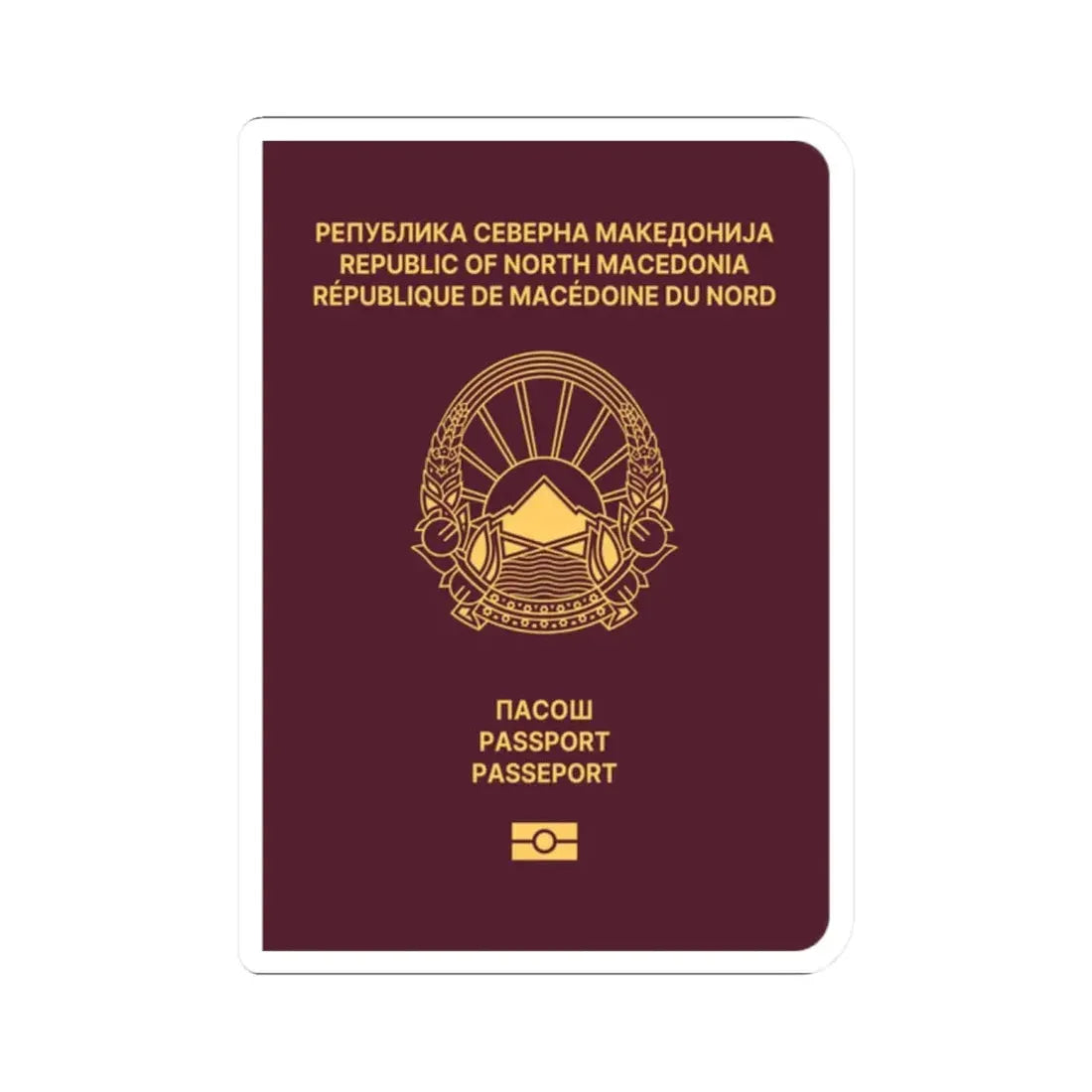 Macedonian Passport - STICKER Vinyl Kiss-Cut Decal 2 Inch White - The Sticker Space