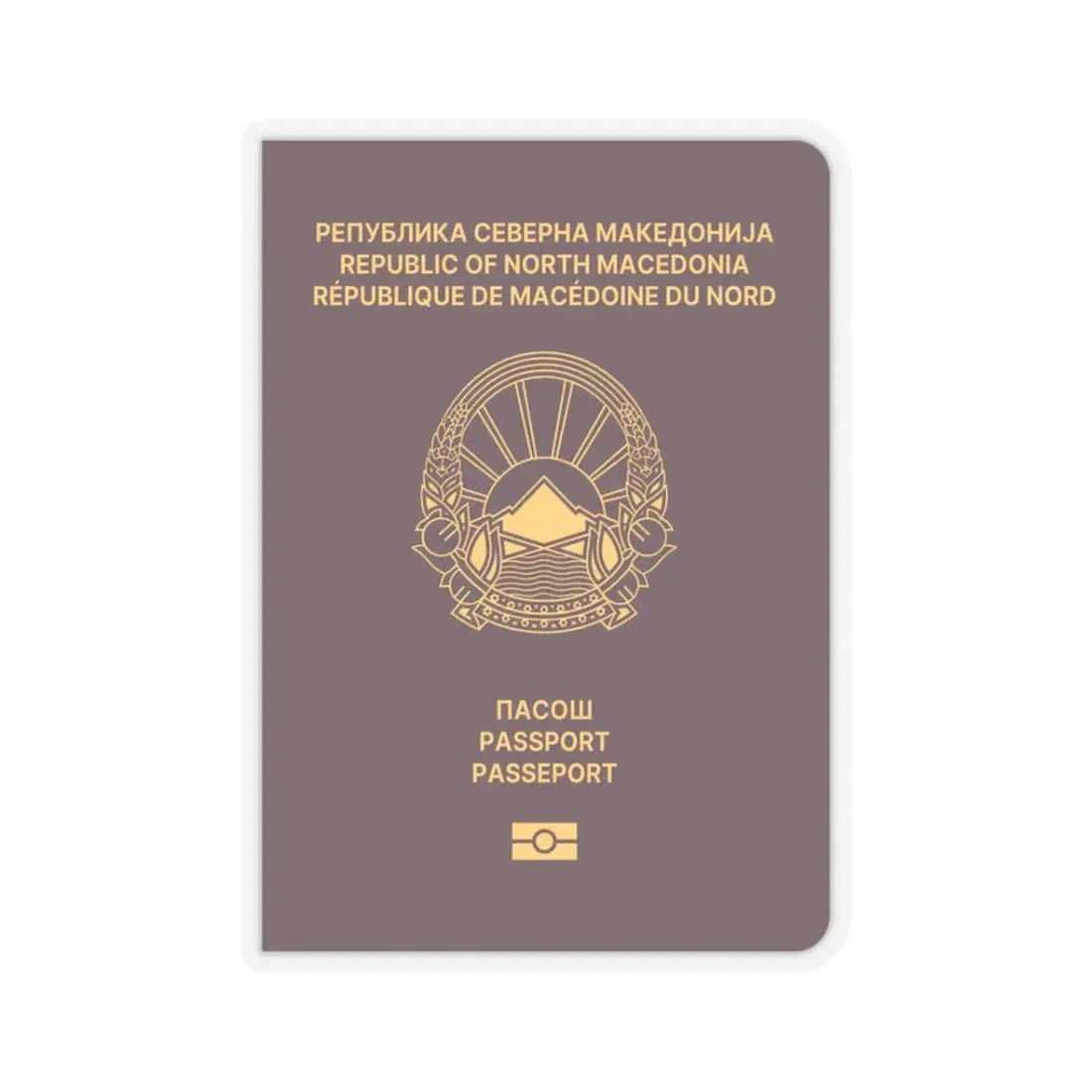 Macedonian Passport - STICKER Vinyl Kiss-Cut Decal 3 Inch Transparent - The Sticker Space