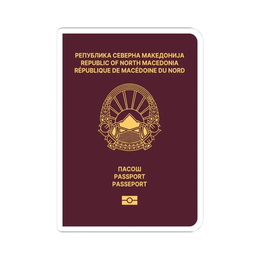 Macedonian Passport - STICKER Vinyl Kiss-Cut Decal 3 Inch White - The Sticker Space