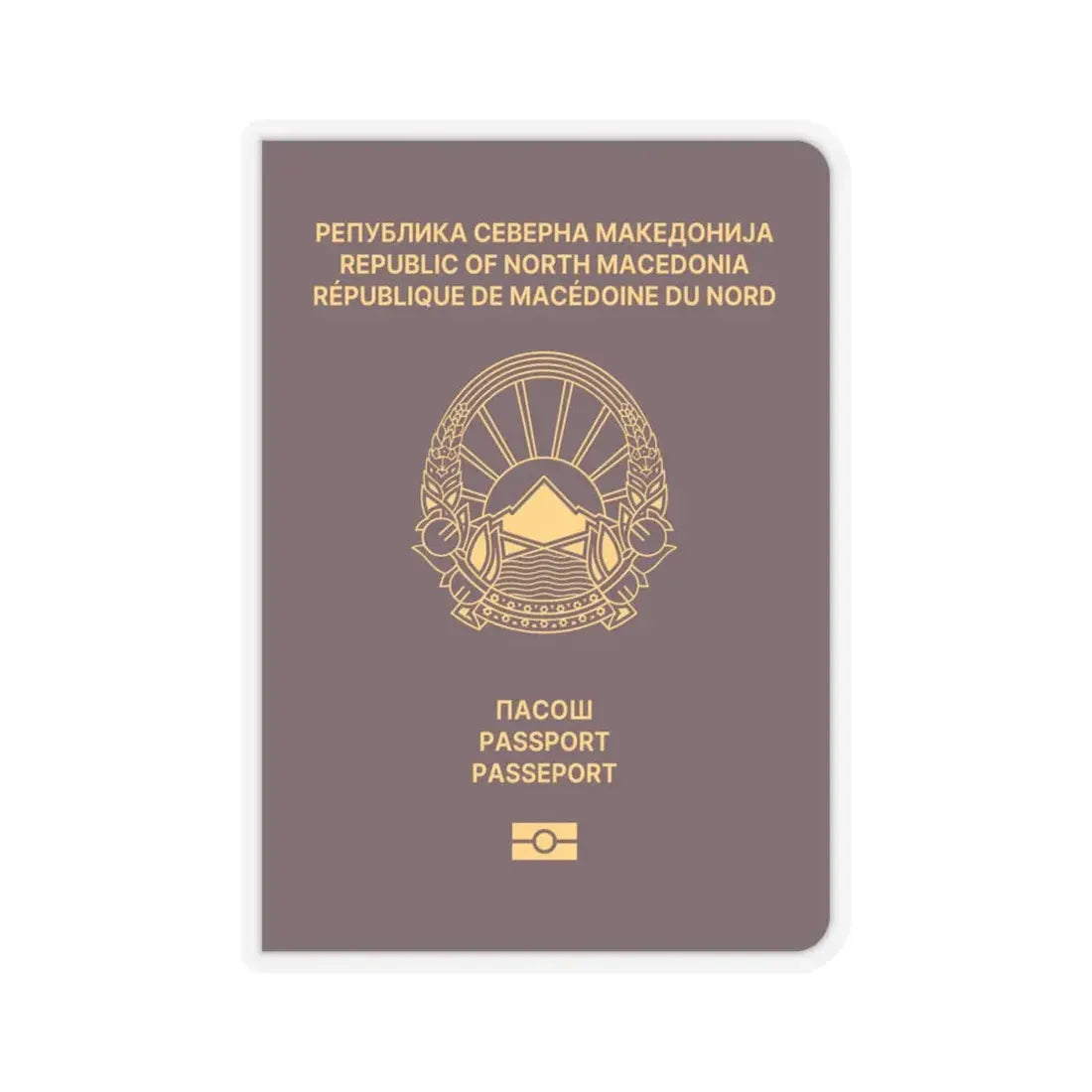 Macedonian Passport - STICKER Vinyl Kiss-Cut Decal 4 Inch Transparent - The Sticker Space