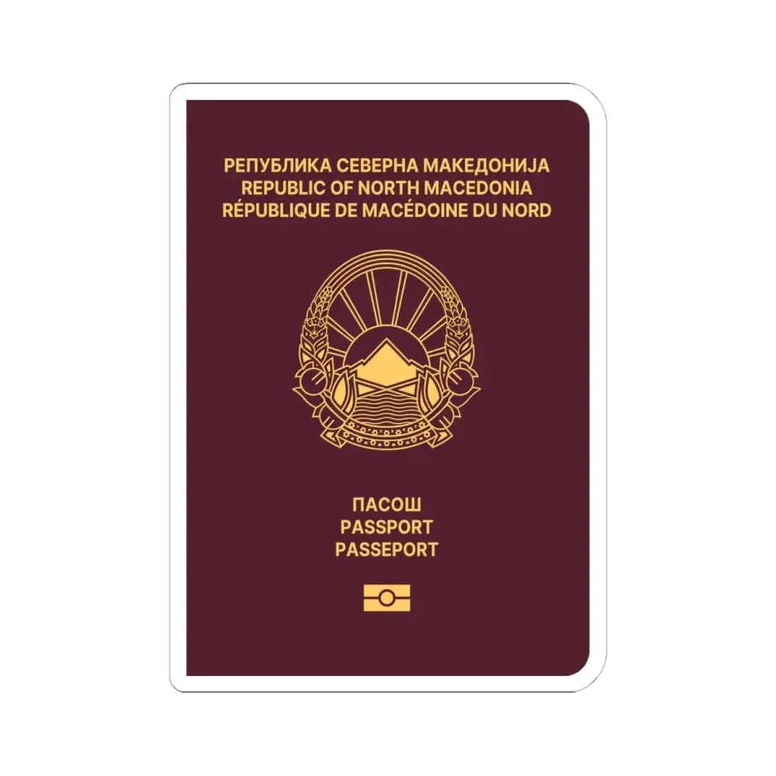 Macedonian Passport - STICKER Vinyl Kiss-Cut Decal 4 Inch White - The Sticker Space