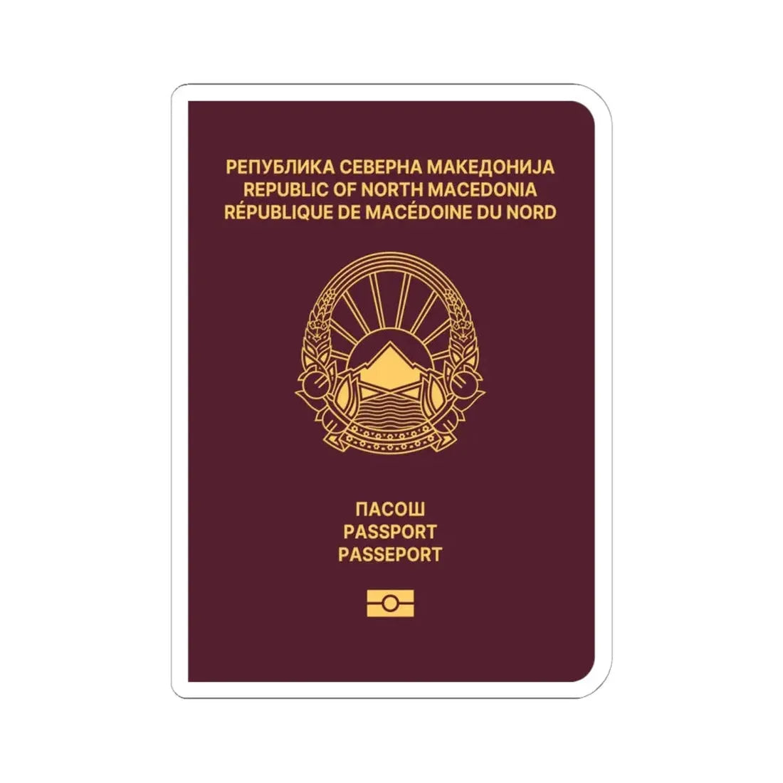 Macedonian Passport - STICKER Vinyl Kiss-Cut Decal 6 Inch White - The Sticker Space