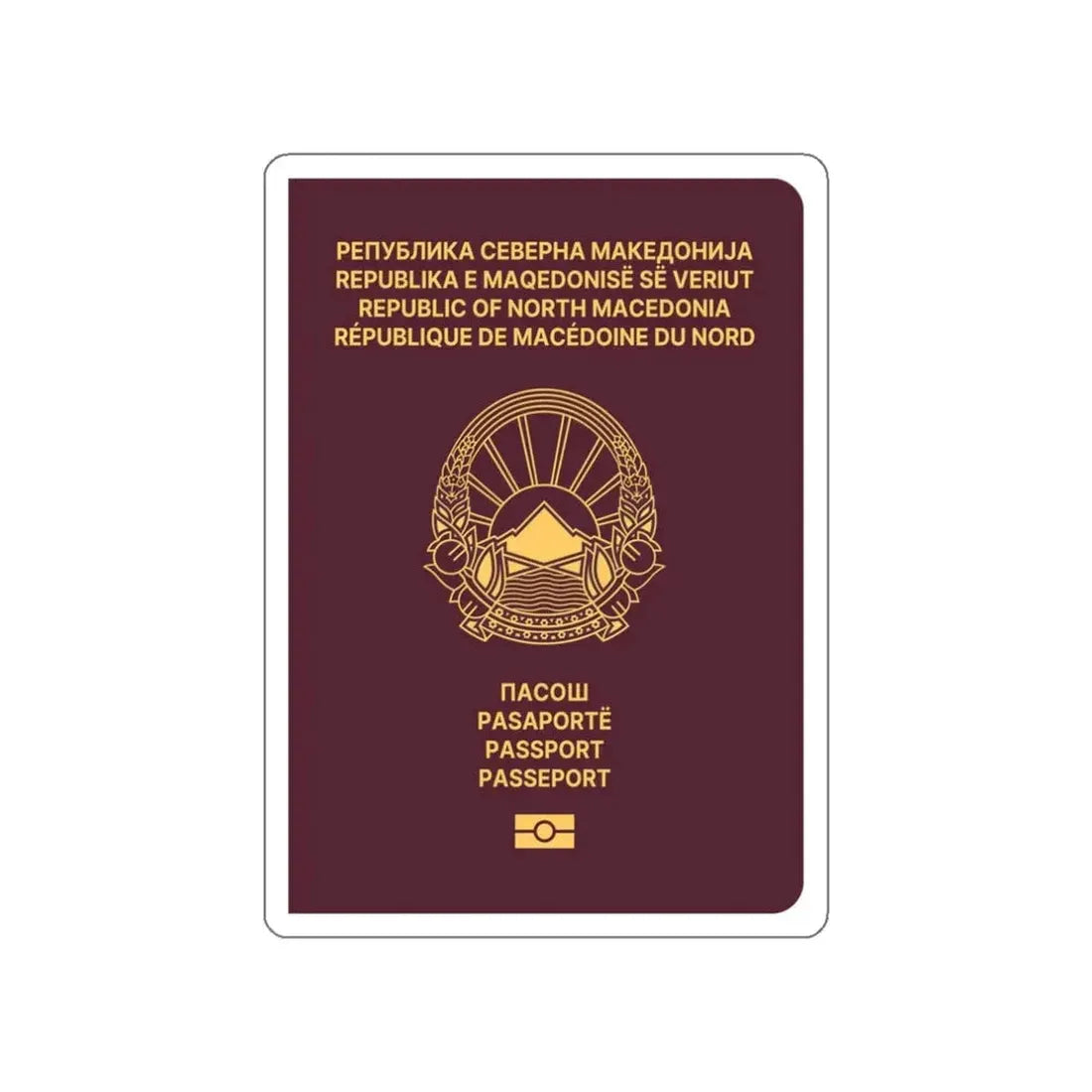 Macedonian Passport (Type B) STICKER Vinyl Die-Cut Decal 3 Inch - The Sticker Space