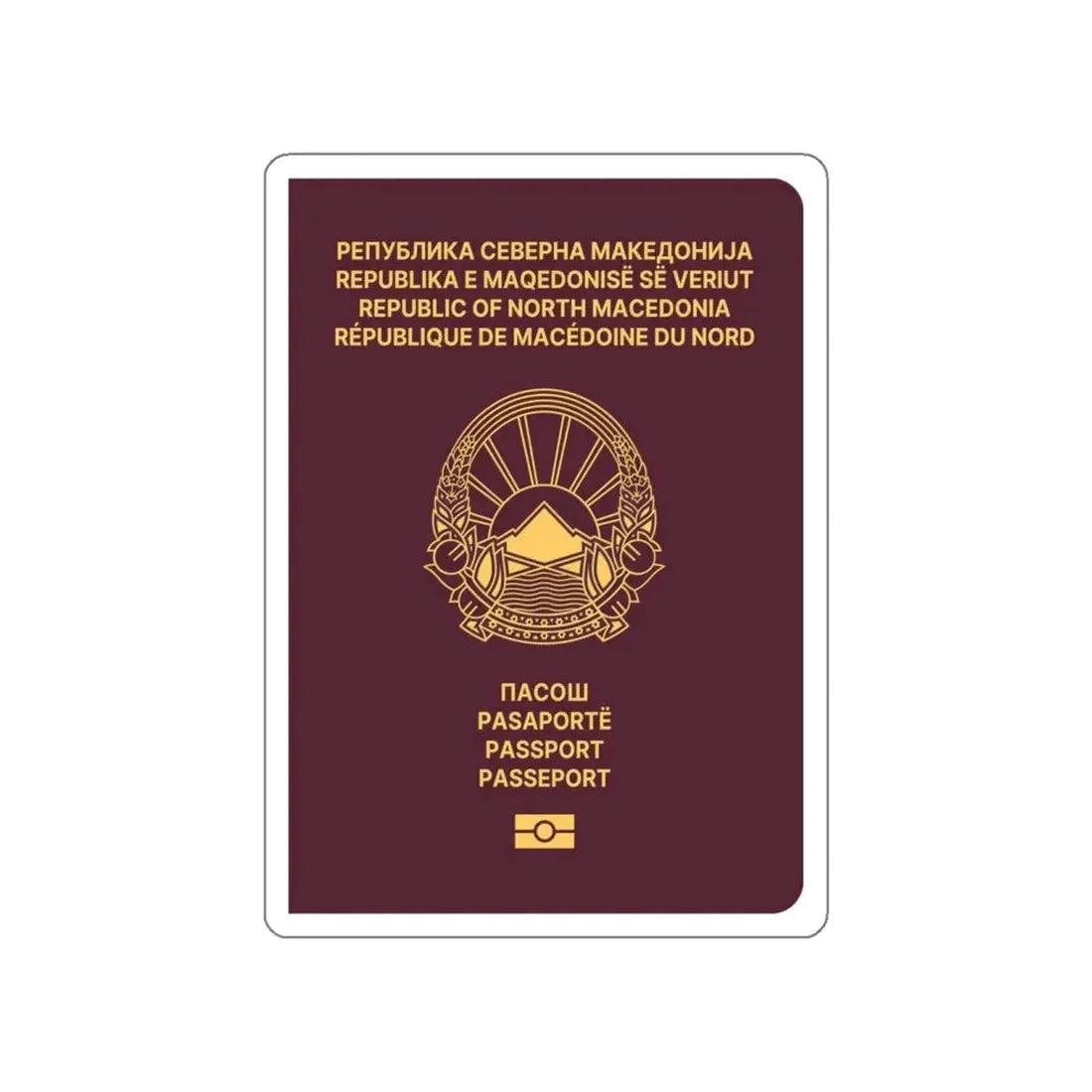 Macedonian Passport (Type B) STICKER Vinyl Die-Cut Decal 4 Inch - The Sticker Space